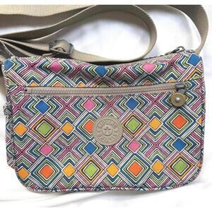 Kipling Crossbody Shoulder Bag Purse Geometric Multi - Callie